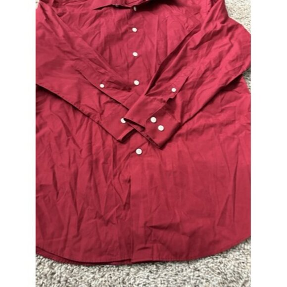 Emanuel Ungargo Mens Red dress shirt button up long sleeve Size Medium 15.5 - Picture 2 of 14